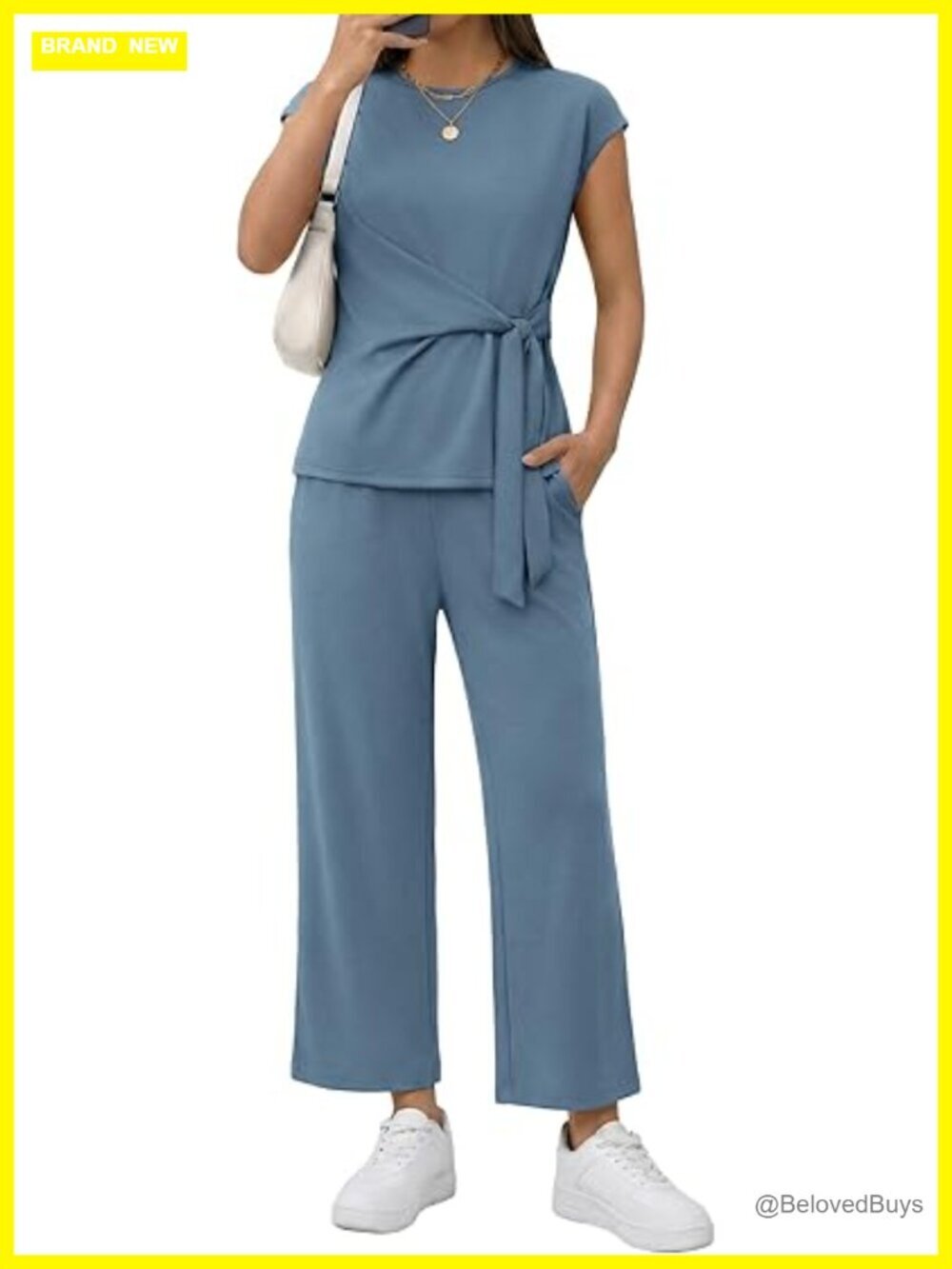 Two Piece Sets for Women Cap Sleeve Crop Top Wide Leg Pants Lounge Set